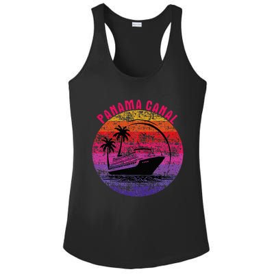 Panama Canal Cruise Retro Sunset Family Reunion Ladies PosiCharge Competitor Racerback Tank