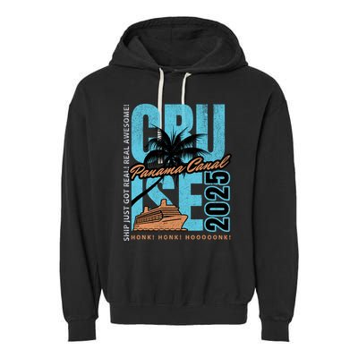Panama Canal Cruise 2025 Funny Souvenir Palm Tree Vacation Garment-Dyed Fleece Hoodie