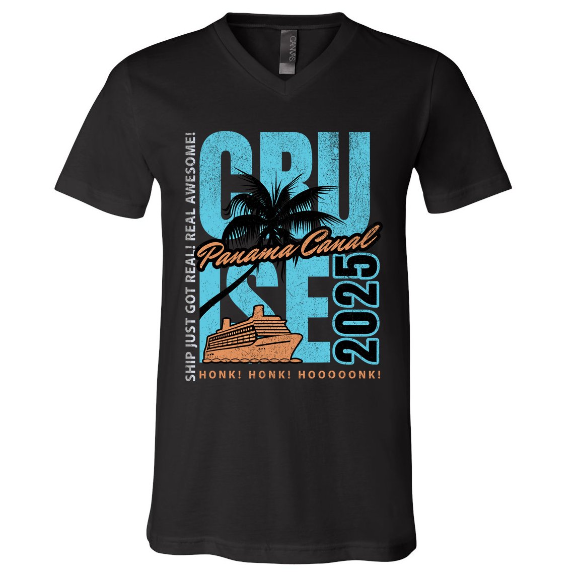 Panama Canal Cruise 2025 Funny Souvenir Palm Tree Vacation V-Neck T-Shirt