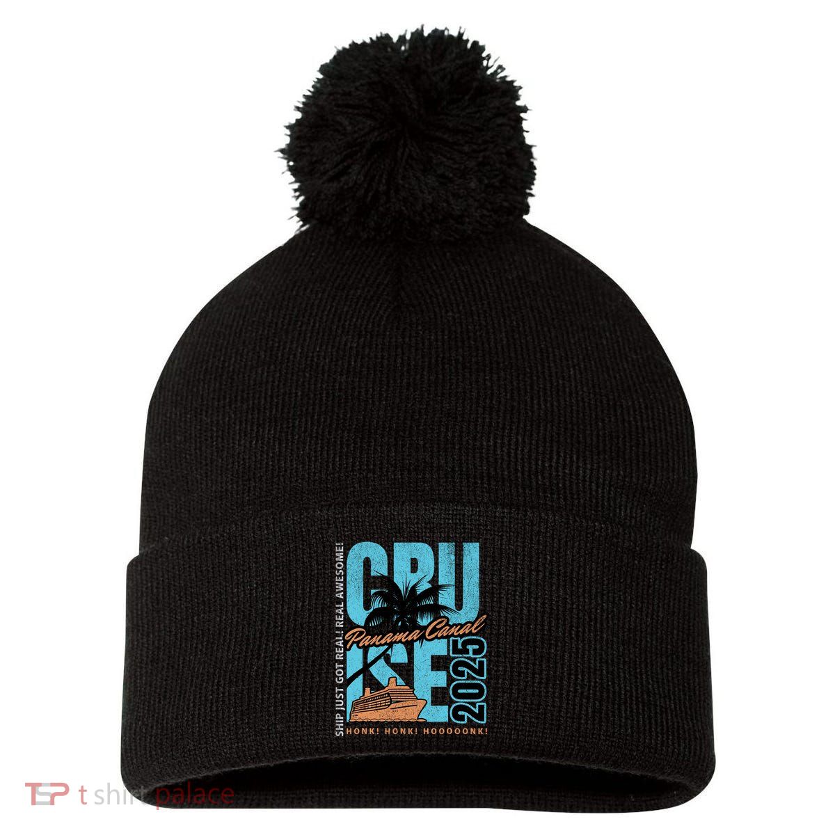 Panama Canal Cruise 2025 Funny Souvenir Palm Tree Vacation Pom Pom 12in Knit Beanie