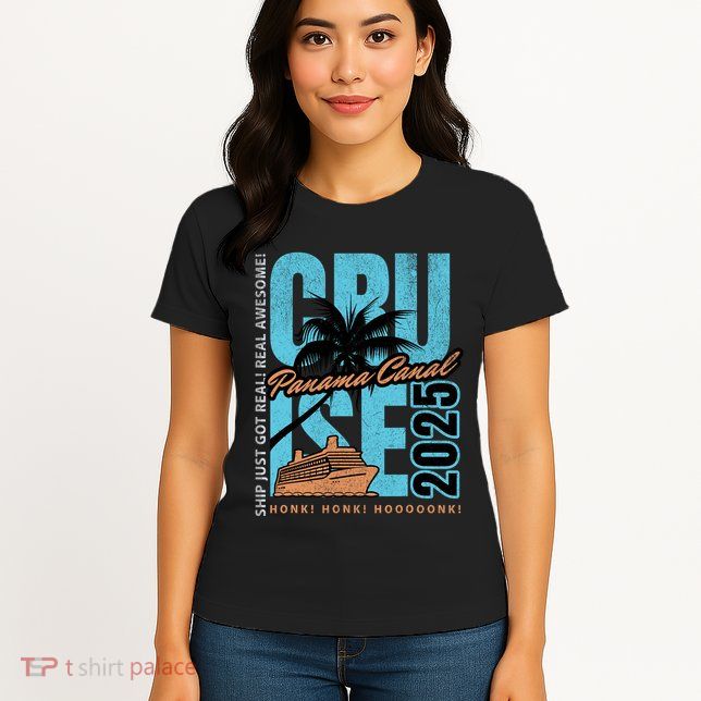 Panama Canal Cruise 2025 Funny Souvenir Palm Tree Vacation Womens T-Shirt