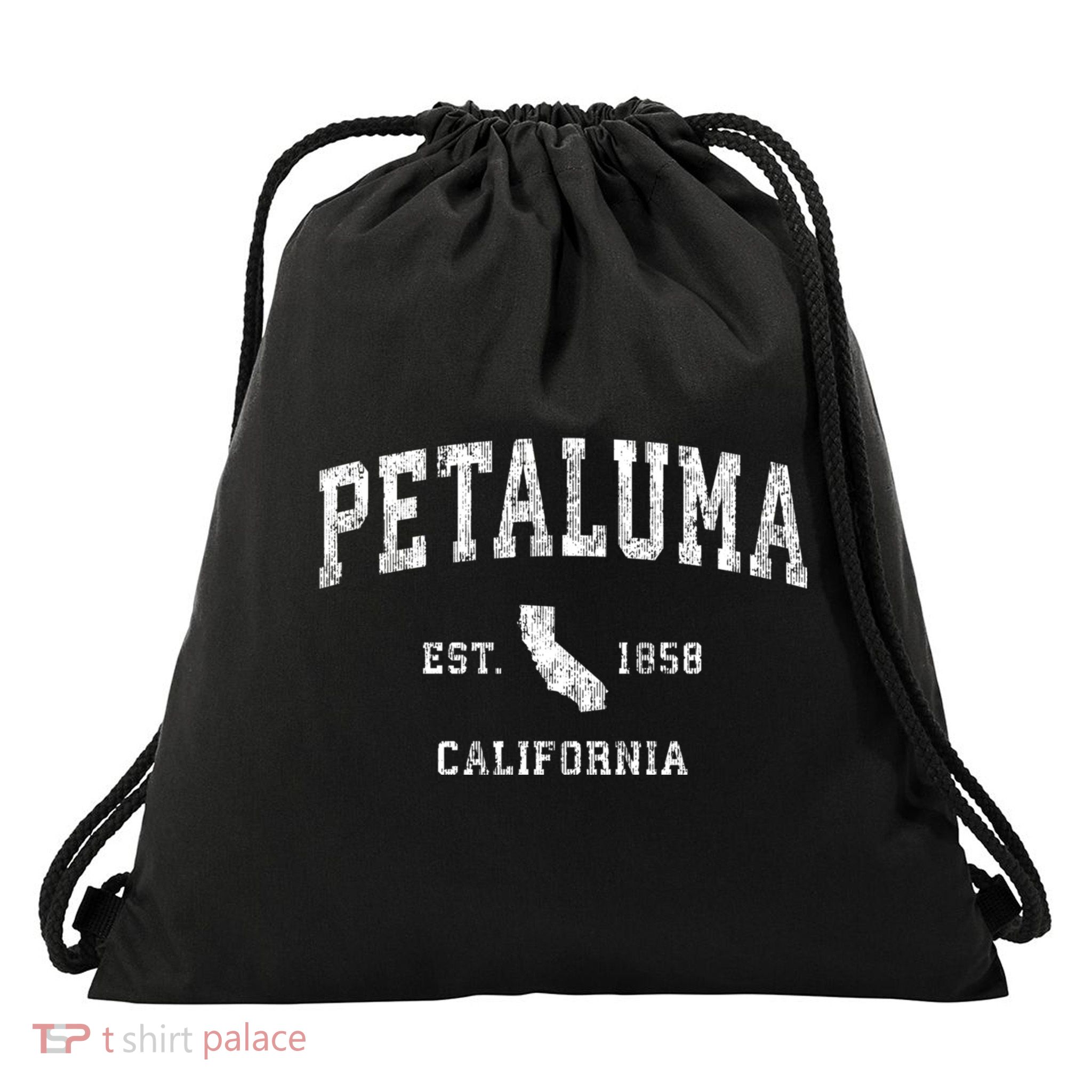 Petaluma California Ca Vintage Athletic Sports Drawstring Bag