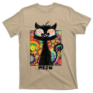 Psychedelic Cat Colored Cat Tee Funny Cat Tee T-Shirt