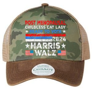 Postmenopausal Childless Cat Lady Ready To Vote Kamala Legacy Tie Dye Trucker Hat