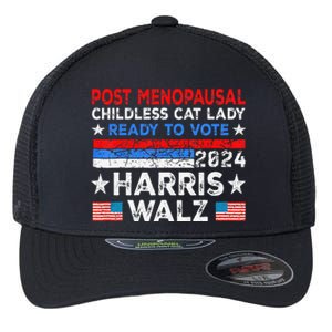 Postmenopausal Childless Cat Lady Ready To Vote Kamala Flexfit Unipanel Trucker Cap