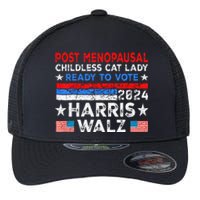 Postmenopausal Childless Cat Lady Ready To Vote Kamala Flexfit Unipanel Trucker Cap