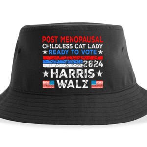 Postmenopausal Childless Cat Lady Ready To Vote Kamala Sustainable Bucket Hat