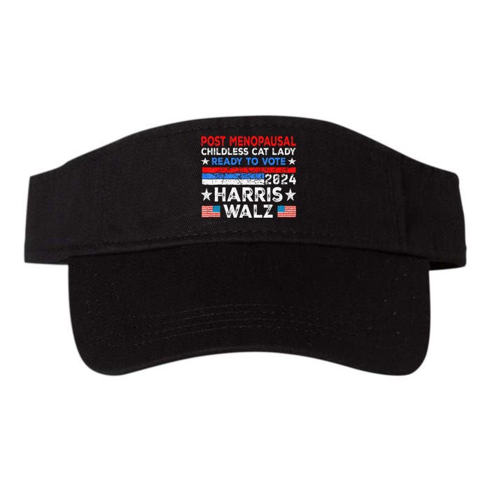 Postmenopausal Childless Cat Lady Ready To Vote Kamala Valucap Bio-Washed Visor