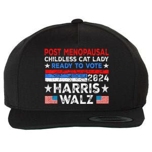 Postmenopausal Childless Cat Lady Ready To Vote Kamala Wool Snapback Cap