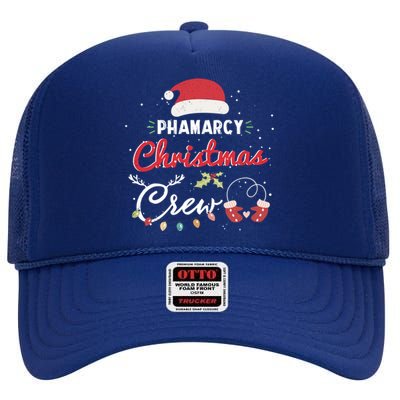 Pharmacy Christmas Crew Funny Pharmacist Matching Gift High Crown Mesh Back Trucker Hat