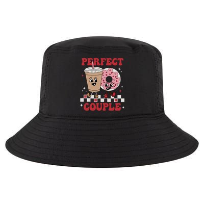 Perfect Couple Coffee Donut Groovy Retro Valentine's Day Great Gift Cool Comfort Performance Bucket Hat