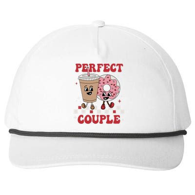 Perfect Couple Coffee Donut Groovy Retro Valentine's Day Great Gift Snapback Five-Panel Rope Hat