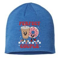 Perfect Couple Coffee Donut Groovy Retro Valentine's Day Great Gift Sustainable Beanie