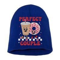 Perfect Couple Coffee Donut Groovy Retro Valentine's Day Great Gift Short Acrylic Beanie