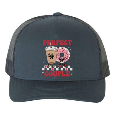 Perfect Couple Coffee Donut Groovy Retro Valentine's Day Great Gift Yupoong Adult 5-Panel Trucker Hat