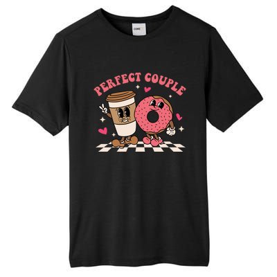 Perfect Couple Coffee Donut Groovy Retro Valentine's Day Cool Gift Tall Fusion ChromaSoft Performance T-Shirt