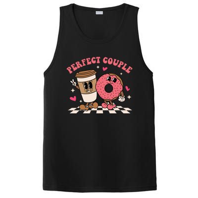 Perfect Couple Coffee Donut Groovy Retro Valentine's Day Cool Gift PosiCharge Competitor Tank