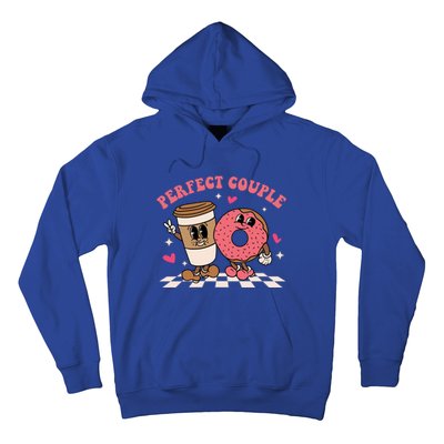 Perfect Couple Coffee Donut Groovy Retro Valentine's Day Cool Gift Hoodie