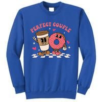 Perfect Couple Coffee Donut Groovy Retro Valentine's Day Cool Gift Sweatshirt