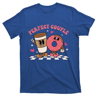 Perfect Couple Coffee Donut Groovy Retro Valentine's Day Cool Gift T-Shirt