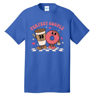 Perfect Couple Coffee Donut Groovy Retro Valentine's Day Cool Gift Tall T-Shirt