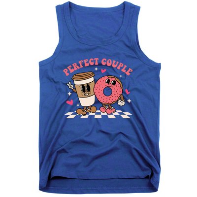 Perfect Couple Coffee Donut Groovy Retro Valentine's Day Cool Gift Tank Top