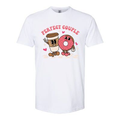 Perfect Couple Coffee Donut Groovy Retro Valentine's Day Cool Gift Softstyle CVC T-Shirt