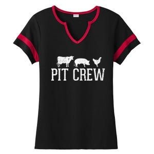 Pit Crew Cow Pig Chicken Barbecue Ladies Halftime Notch Neck Tee