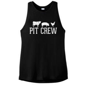 Pit Crew Cow Pig Chicken Barbecue Ladies PosiCharge Tri-Blend Wicking Tank