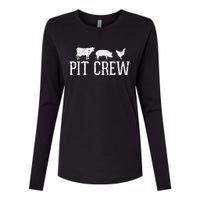 Pit Crew Cow Pig Chicken Barbecue Womens Cotton Relaxed Long Sleeve T-Shirt