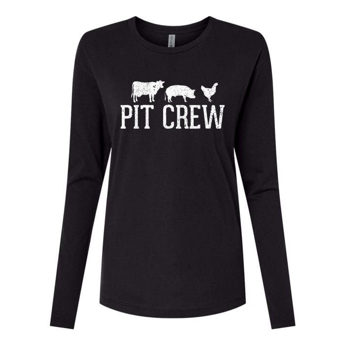 Pit Crew Cow Pig Chicken Barbecue Womens Cotton Relaxed Long Sleeve T-Shirt