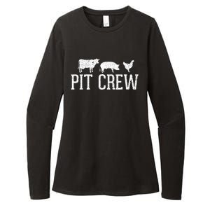 Pit Crew Cow Pig Chicken Barbecue Womens CVC Long Sleeve Shirt