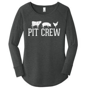 Pit Crew Cow Pig Chicken Barbecue Women's Perfect Tri Tunic Long Sleeve Shirt