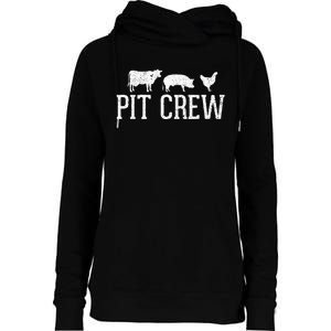 Pit Crew Cow Pig Chicken Barbecue Womens Funnel Neck Pullover Hood