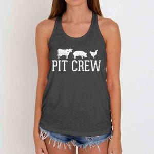 Pit Crew Cow Pig Chicken Barbecue Women's Knotted Racerback Tank