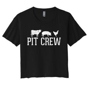 Pit Crew Cow Pig Chicken Barbecue Women's Crop Top Tee