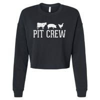 Pit Crew Cow Pig Chicken Barbecue Cropped Pullover Crew