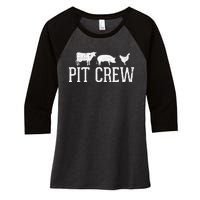 Pit Crew Cow Pig Chicken Barbecue Women's Tri-Blend 3/4-Sleeve Raglan Shirt