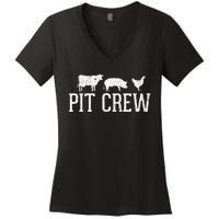 Pit Crew Cow Pig Chicken Barbecue Women's V-Neck T-Shirt