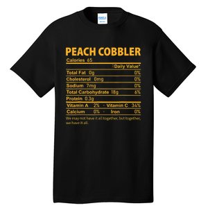 Peach Cobbler Costume Thanksgiving Food Nutrition Facts Tall T-Shirt