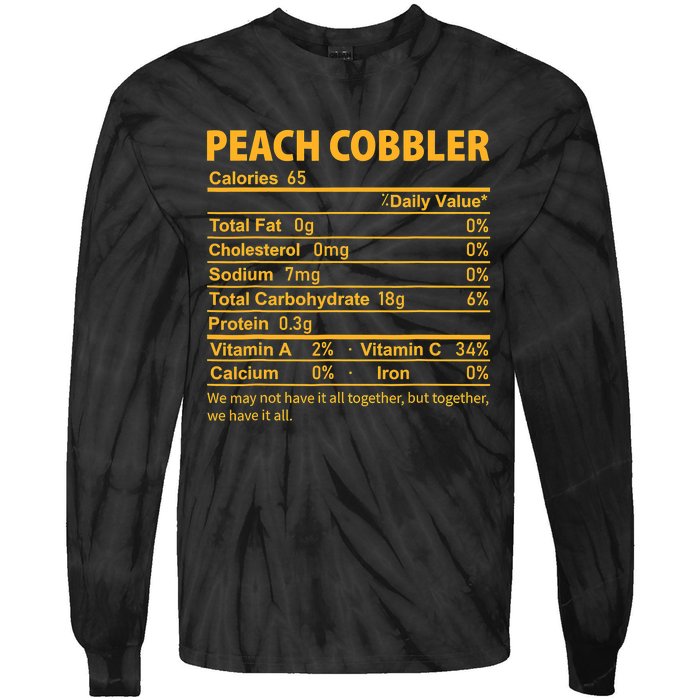 Peach Cobbler Costume Thanksgiving Food Nutrition Facts Tie-Dye Long Sleeve Shirt