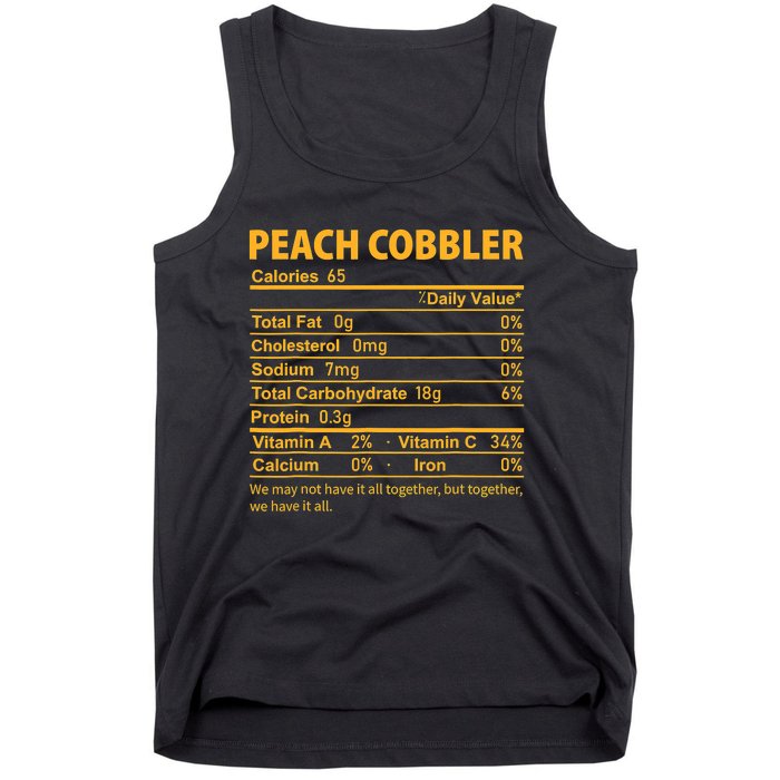 Peach Cobbler Costume Thanksgiving Food Nutrition Facts Tank Top