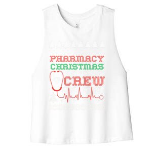 Pharmacy Christmas Cute Gift For Pharmacy Crew Ugly Pharmacist Great Gift Women's Racerback Cropped Tank