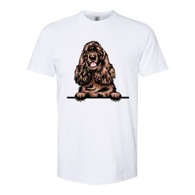 Peeking Chocolate Cocker Spaniel Dog Softstyle® CVC T-Shirt