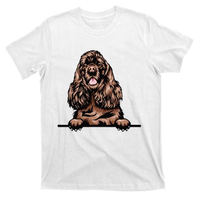 Peeking Chocolate Cocker Spaniel Dog T-Shirt