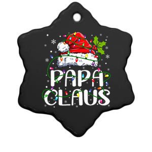 Papa Claus Christmas Lights Pajama Family Matching Ceramic Star Ornament