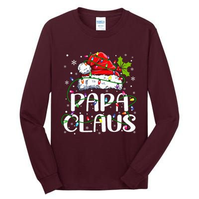 Papa Claus Christmas Lights Pajama Family Matching Tall Long Sleeve T-Shirt