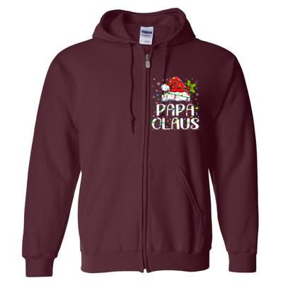 Papa Claus Christmas Lights Pajama Family Matching Full Zip Hoodie