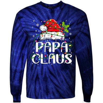 Papa Claus Christmas Lights Pajama Family Matching Tie-Dye Long Sleeve Shirt