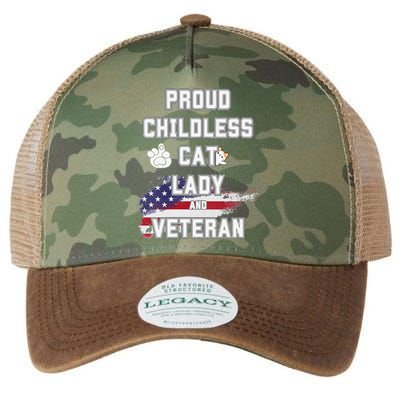 Proud Childless Cat Lady And Veteran Legacy Tie Dye Trucker Hat